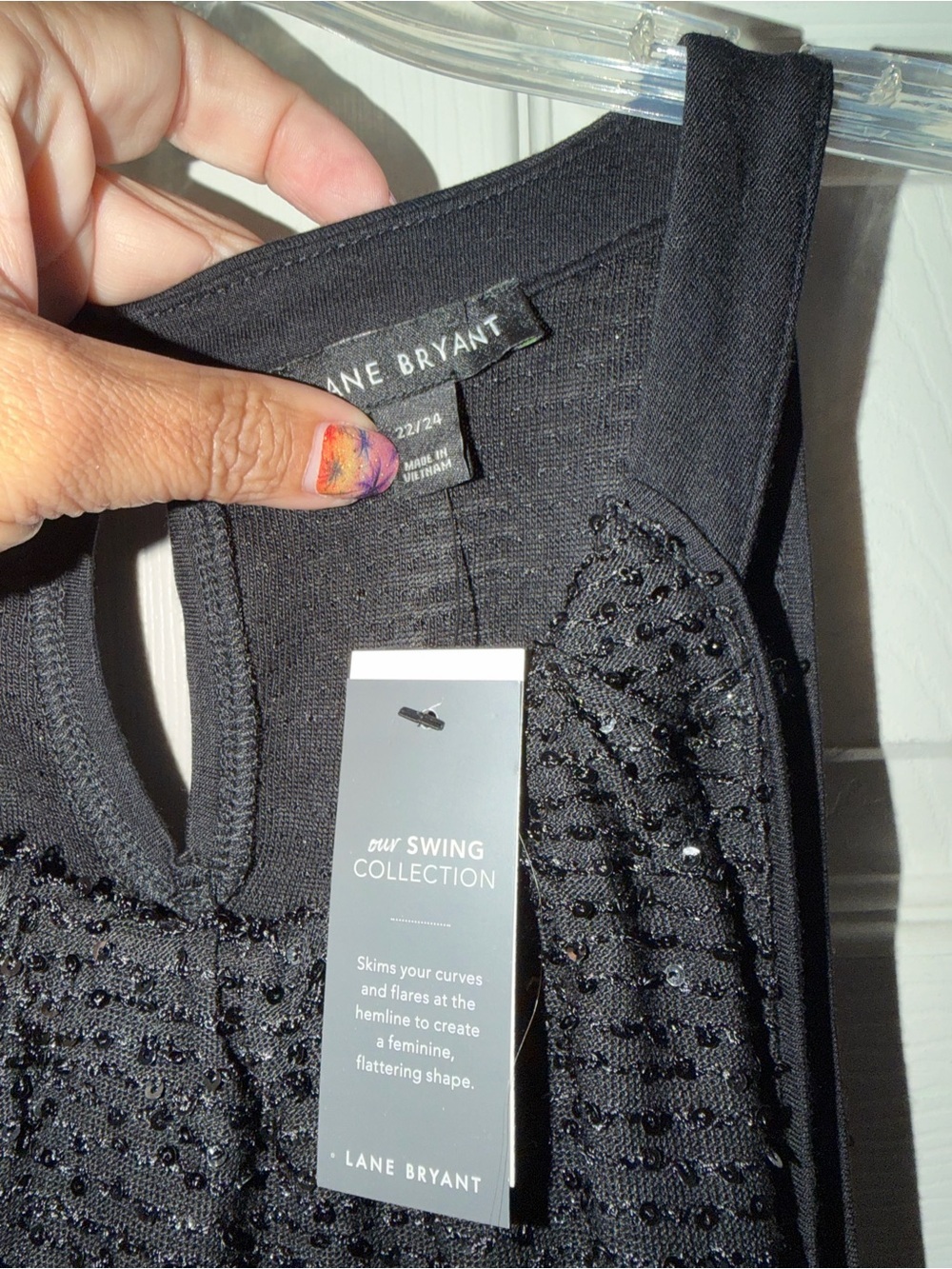 Lane Bryant Black Sequin Halter Top - Picture 2 of 3